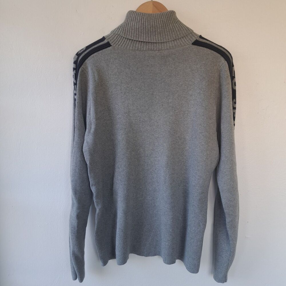 Vintage Polo Jeans Co Ralph Lauren Y2k Womens Gray Turtleneck Striped Sweater XL - Picture 6 of 9